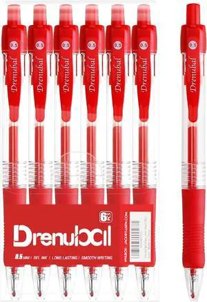 6 Pack Red Pens - 0.5mm Gel Ink Pens, Quick-Drying, Comfort Grip Writing for School, Office, Exams - Gift Set for Students, Fine Point Ballpoint Pens 6 Pack Red Pens - 0.5mm Gel Ink Pens, Quick-Drying, Comfort Grip Writing for School, Office, Exams - Gift Set for Students, Fine Point Ballpoint Pens