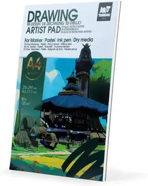 TRANSON A4 Sketchbook Marker Pad, 80lb/120gsm Heavyweight Art Paper, No Bleed Through, 40 Sheets/80 Pages 8.3"x11.7" for Drawing & Sketching TRANSON A4 Sketchbook Marker Pad, 80lb/120gsm Heavyweight Art Paper, No Bleed Through, 40 Sheets/80 Pages 8.3"x11.7" for Drawing & Sketching