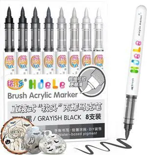 Guangna Grey Acrylic Paint Markers, Black Brush Tip Acrylic Markers, White Acrylic Paint Pens for Pumpkin Paint, Christmas Art, Rock Painting, Wood, Glass, Ceramic, Canvas, Stone, DIY Crafts Guangna Grey Acrylic Paint Markers, Black Brush Tip Acrylic Markers, White Acrylic Paint Pens for Pumpkin Paint, Christmas Art, Rock Painting, Wood, Glass, Ceramic, Canvas, Stone, DIY Crafts
