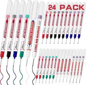 24 PCS Long Nib Marker,20mm Long Head Deep Hole Marker Pens, Longs Nose Markers, Waterproof Construction Markers Marking Tool,Permanent Markers Carpenter Ink marker Pens,Metal marking Pens 24 PCS Long Nib Marker,20mm Long Head Deep Hole Marker Pens, Longs Nose Markers, Waterproof Construction Markers Marking Tool,Permanent Markers Carpenter Ink marker Pens,Metal marking Pens