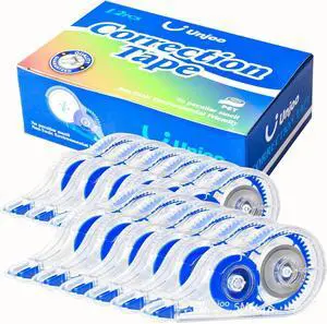 Unjoo White Correction Tape, For school, Office, 12pack, 5M/196"x0.2",Blue | Easy To Use Applicator for Instant Corrections Wrong Writing At Any Time, Tear-Resistant Correction tape Bulk Unjoo White Correction Tape, For school, Office, 12pack, 5M/196"x0.2",Blue | Easy To Use Applicator for Instant Corrections Wrong Writing At Any Time, Tear-Resistant Correction tape Bulk
