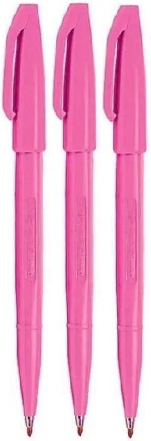 Pentel Pink Original Sign Pen S520 Fibre Tip Marker Pens Colour Fineliner 2mm Nib 1mm Line Width (Pack of 3) Pentel Pink Original Sign Pen S520 Fibre Tip Marker Pens Colour Fineliner 2mm Nib 1mm Line Width (Pack of 3)
