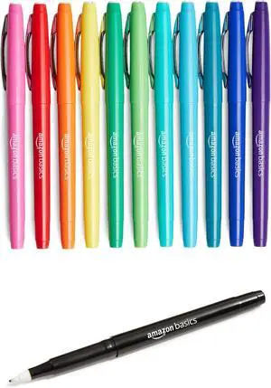 Amazon Basics Felt Tip Marker Pens, Assorted Colors, for Art Projects, Writing, Drawing, and Journaling, 12-Pack Amazon Basics Felt Tip Marker Pens, Assorted Colors, for Art Projects, Writing, Drawing, and Journaling, 12-Pack