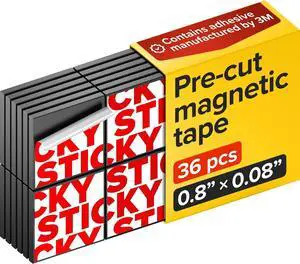 Pre-Cut Adhesive Magnetic Tape Squares, 0.8"x0.08" (20x2mm), 36 pcs | Sticky Magnetic Tape Squares, Flexible, Easy to Use, No Cutting Needed, For Whiteboard, Fridge, Crafts & School Pre-Cut Adhesive Magnetic Tape Squares, 0.8"x0.08" (20x2mm), 36 pcs | Sticky Magnetic Tape Squares, Flexible, Easy to Use, No Cutting Needed, For Whiteboard, Fridge, Crafts & School