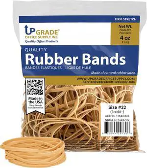 Upgrade Office Supply UPG23732 Rubber Bands, Size 32 (3 x 1/8 Inch), 175 Bands, 1/4 lb, USA Upgrade Office Supply UPG23732 Rubber Bands, Size 32 (3 x 1/8 Inch), 175 Bands, 1/4 lb, USA