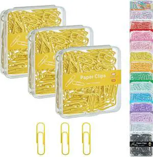 NEEWAY Small Paper Clips, 1.1 Inch (28mm) Vinly Coated Colored Paperclips, 300 Count, 3 Pack of 100 (Yellow) NEEWAY Small Paper Clips, 1.1 Inch (28mm) Vinly Coated Colored Paperclips, 300 Count, 3 Pack of 100 (Yellow)