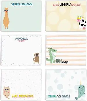 Cute Animal Pun Sticky Note Pads / 4" x 3" Clever Sticky Notes/Set of 6 Pads / 50 Sheets Per Pad/Trendy Gift Idea/Made in The USA Cute Animal Pun Sticky Note Pads / 4" x 3" Clever Sticky Notes/Set of 6 Pads / 50 Sheets Per Pad/Trendy Gift Idea/Made in The USA