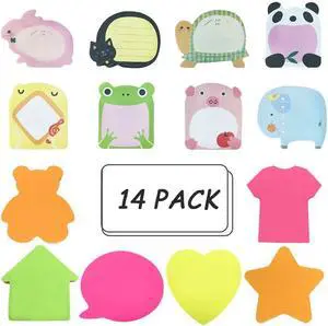 14 Pads Sticky Notes, Self-Stick Removable | 100 Sheets 6 Pad Different Shaped Memo, 20 Sheets 8 Pad Animal Notes 14 Pads Sticky Notes, Self-Stick Removable | 100 Sheets 6 Pad Different Shaped Memo, 20 Sheets 8 Pad Animal Notes