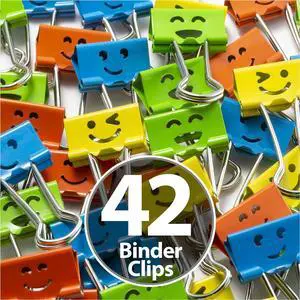 Officemate Happy Smiling Face Binder Clips, Small Size, 42 in Pack, Comes in Assorted Colors (31090) Officemate Happy Smiling Face Binder Clips, Small Size, 42 in Pack, Comes in Assorted Colors (31090)