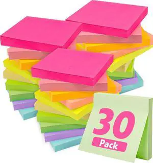 30 Pads Sticky Notes 3x3, Self-Stick Pads Bulk Bright Colors, School Supplies, Office Products, 50 Sheet/Pad 30 Pads Sticky Notes 3x3, Self-Stick Pads Bulk Bright Colors, School Supplies, Office Products, 50 Sheet/Pad