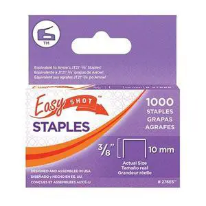 Arrow 276ES Easyshot Thin Wire Staples for Staple Guns, Use for Crafts, Fabric, Repairs, Made of Galvanized Steel, 3/8-Inch, 7/16-Inch Crown Size, 1000-Pack Arrow 276ES Easyshot Thin Wire Staples for Staple Guns, Use for Crafts, Fabric, Repairs, Made of Galvanized Steel, 3/8-Inch, 7/16-Inch Crown Size, 1000-Pack