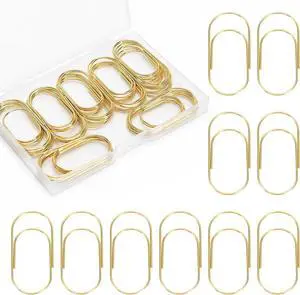50 Pcs Jumbo Paper Clips 2 Inch (50mm), Large Gold Paperclips, Non-Skid Smooth Steel Wire, Oversized Wide Clips for Office School Planner Bookmarks 50 Pcs Jumbo Paper Clips 2 Inch (50mm), Large Gold Paperclips, Non-Skid Smooth Steel Wire, Oversized Wide Clips for Office School Planner Bookmarks