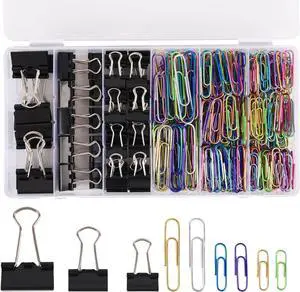 Colored Paper Clips and Black Binder Clips for Office Home School Supplies | 405PCS,Assorted Sizes,Keeps Organized Colored Paper Clips and Black Binder Clips for Office Home School Supplies | 405PCS,Assorted Sizes,Keeps Organized