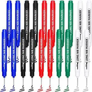 20 Pack Long Nib Marker Pens, 20mm Deep Hole Markers 5 Colors | Fine Nose Permanent Paint Pens for Metal, Wood, Glass, Plastic, Construction, Carpenter, Drilling, Woodworking 20 Pack Long Nib Marker Pens, 20mm Deep Hole Markers 5 Colors | Fine Nose Permanent Paint Pens for Metal, Wood, Glass, Plastic, Construction, Carpenter, Drilling, Woodworking