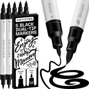 ARTISTRO 5 Black Dual-Tip Acrylic Paint Marker Pens for Drawing | For Fabric, Rock, Glass, Wood, & Molds, Arts & Crafts Gift for Adults, Teens, & Kids, Classroom Must Haves & School Supplies ARTISTRO 5 Black Dual-Tip Acrylic Paint Marker Pens for Drawing | For Fabric, Rock, Glass, Wood, & Molds, Arts & Crafts Gift for Adults, Teens, & Kids, Classroom Must Haves & School Supplies