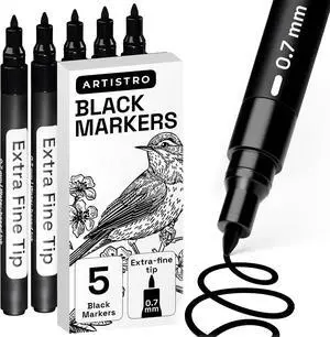 ARTISTRO Black Paint Pens - Extra-Fine Tips - Set of 5 | Acrylic Paint Markers, Water-Based, For Rock, Glass, Ceramic, Wood, Tire, Fabric, Metal, Canvas, Marking, Painting ARTISTRO Black Paint Pens - Extra-Fine Tips - Set of 5 | Acrylic Paint Markers, Water-Based, For Rock, Glass, Ceramic, Wood, Tire, Fabric, Metal, Canvas, Marking, Painting