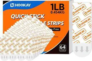 hookay Upgrade Small Adhesive Strips for Damage-Free Hanging, Removable Wall Hooks Strips, No Tools Indoor Adhesive Strips for Small Decor & Living Spaces, 64 White Strips hookay Upgrade Small Adhesive Strips for Damage-Free Hanging, Removable Wall Hooks Strips, No Tools Indoor Adhesive Strips for Small Decor & Living Spaces, 64 White Strips
