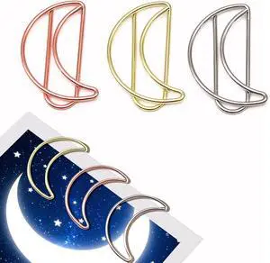 Cute Decorative Moon Paper Clips 30 Pcs for Office Supplies | Moon desk accessories for organizing notebooks, planners and documents at school, office or home Cute Decorative Moon Paper Clips 30 Pcs for Office Supplies | Moon desk accessories for organizing notebooks, planners and documents at school, office or home
