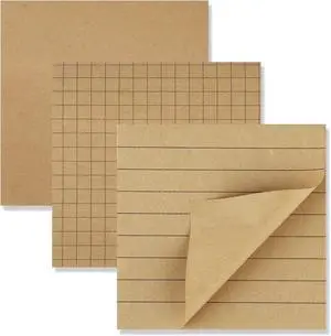 3 Pack Aesthetic Sticky Notes 3 x 3 Inches with Lines Grids, 80 Sheets/Pad, Brown 3 Pack Aesthetic Sticky Notes 3 x 3 Inches with Lines Grids, 80 Sheets/Pad, Brown