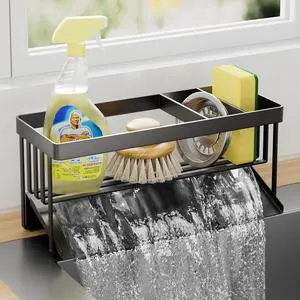 Kitchen Sink Caddy Organizer for Kitchen Countertop Organizers Black | 304 Stainless Steel, Removable Drip Tray, Home Decor Accessories Kitchen Sink Caddy Organizer for Kitchen Countertop Organizers Black | 304 Stainless Steel, Removable Drip Tray, Home Decor Accessories