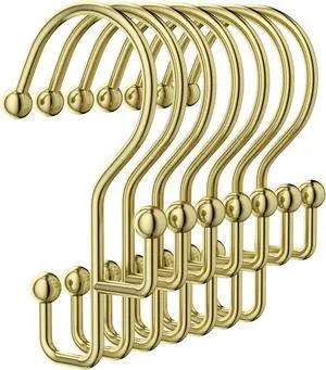 Goowin Shower Curtain Hooks, Gold Shower Curtain Hooks Rust Proof, Anti-Drop Metal Shower Curtain Rings Hooks, Double Shower Hooks for Shower Curtain, Shower Rings for Curtain & Liner, Gold-12 Pcs Goowin Shower Curtain Hooks, Gold Shower Curtain Hooks Rust Proof, Anti-Drop Metal Shower Curtain Rings Hooks, Double Shower Hooks for Shower Curtain, Shower Rings for Curtain & Liner, Gold-12 Pcs