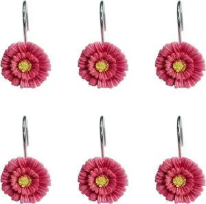 Twofishes Pink Daisy Flower Shower Curtain Hooks Set of 12 Decorative Rust Proof Pink Daisy Flower Shower Curtain Rings Pack of 12 Twofishes Pink Daisy Flower Shower Curtain Hooks Set of 12 Decorative Rust Proof Pink Daisy Flower Shower Curtain Rings Pack of 12