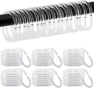 48Pcs Plastic Shower Curtain Hooks C Shaped Shower Curtain Clear Rings 48Pcs Plastic Shower Curtain Hooks C Shaped Shower Curtain Clear Rings