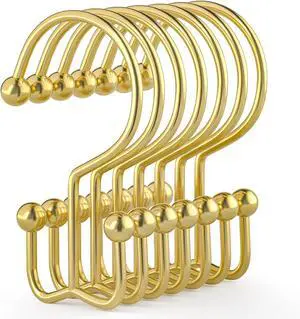 Goowin Shower Curtain Hooks, 12 Pcs Shower Curtain Rings, Durable Gold Shower Curtain Hooks, Double Glide Shower Curtain Rings Rust Proof, Simple Shower Hooks for Shower Curtain & Liner, Gold Goowin Shower Curtain Hooks, 12 Pcs Shower Curtain Rings, Durable Gold Shower Curtain Hooks, Double Glide Shower Curtain Rings Rust Proof, Simple Shower Hooks for Shower Curtain & Liner, Gold