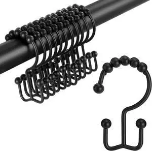 Shower Curtain Hooks Rings, TENOVEL Double Sided Shower Hooks Rust Proof for Bathroom Shower Rods Curtain, Durable Stainless Steel Bathroom Shower Curtain Hangers, Matte Black, Set of 12 Shower Curtain Hooks Rings, TENOVEL Double Sided Shower Hooks Rust Proof for Bathroom Shower Rods Curtain, Durable Stainless Steel Bathroom Shower Curtain Hangers, Matte Black, Set of 12