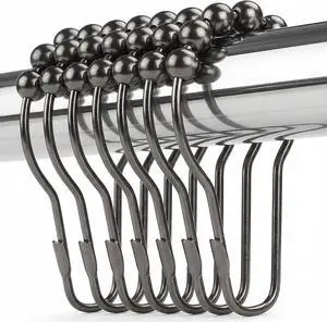 Shower Curtain Hooks Rings, Rustproof Metal Shower Curtain Rings for Bathroom Shower Rods Curtains - Set of 12, Black Nickel Shower Curtain Hooks Rings, Rustproof Metal Shower Curtain Rings for Bathroom Shower Rods Curtains - Set of 12, Black Nickel