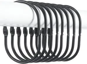 Goowin Shower Curtain Rings, Metal Black Shower Curtain Hooks, Oval Snap Shower Rings for Curtain, Shower Curtain Rings Rust Proof, Glide Smoothly Shower Hooks for Shower Curtain Rod (Black) Goowin Shower Curtain Rings, Metal Black Shower Curtain Hooks, Oval Snap Shower Rings for Curtain, Shower Curtain Rings Rust Proof, Glide Smoothly Shower Hooks for Shower Curtain Rod (Black)