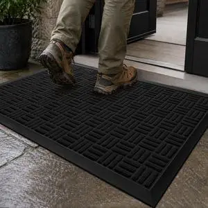 Mibao Front Door Mat Outdoor Entrance, 29.5" x 17" Heavy Duty Welcome Mat for Outdoor and Indoor, Waterproof Dirt Trapper Doormat, Super Absorbent Indoor Entryway Mat for Patio & Porch - Black Mibao Front Door Mat Outdoor Entrance, 29.5" x 17" Heavy Duty Welcome Mat for Outdoor and Indoor, Waterproof Dirt Trapper Doormat, Super Absorbent Indoor Entryway Mat for Patio & Porch - Black