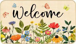 Nialnant Door Mat Outside Entrance, Floral Outdoor Mats for Front Door | Rubber Backing Doormat Outdoor Entrance, Flower Leaves Non Slip Door Mat, Welcome Floor Mats 29"x17" Nialnant Door Mat Outside Entrance, Floral Outdoor Mats for Front Door | Rubber Backing Doormat Outdoor Entrance, Flower Leaves Non Slip Door Mat, Welcome Floor Mats 29"x17"