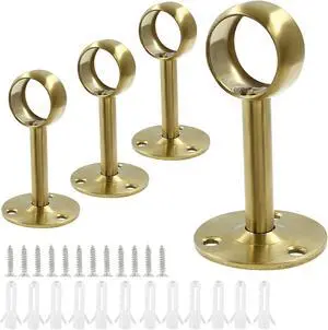 Biaungdo 1 Inch Curtain Rod Ceiling-Mount Bracket, Gold | Stainless Steel, Flange Rod Holder, Shower Curtain Closet Rod Holder, With Anchor Screw Kit, 8Pcs Biaungdo 1 Inch Curtain Rod Ceiling-Mount Bracket, Gold | Stainless Steel, Flange Rod Holder, Shower Curtain Closet Rod Holder, With Anchor Screw Kit, 8Pcs