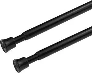 KXLife Tension Curtain Rod Adjustable 28-40 Inch, 2 Pack, Black | No Drilling, Expandable Spring Loaded, Renter Friendly, for Window, Doorway, Kitchen KXLife Tension Curtain Rod Adjustable 28-40 Inch, 2 Pack, Black | No Drilling, Expandable Spring Loaded, Renter Friendly, for Window, Doorway, Kitchen