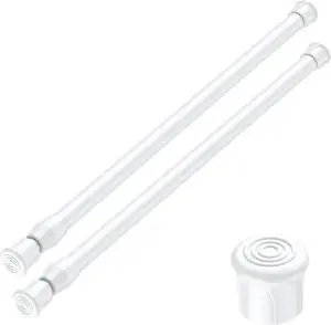 AIZESI 2PCS White Tension Rod 17 to 28 Inch Small Curtain Rod | Adjustable Spring Curtain Rod No Drilling, Spring Tension Rods for Window DIY Projects Cupboard Wardrobe Short Tension Rod AIZESI 2PCS White Tension Rod 17 to 28 Inch Small Curtain Rod | Adjustable Spring Curtain Rod No Drilling, Spring Tension Rods for Window DIY Projects Cupboard Wardrobe Short Tension Rod