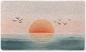 Boho Welcome Mats for Front Door, Sun Door Mat, Watercolor Abstract Sea Horizon Sunrise Sunset Doormat for Porch Outside Inside Outdoor Indoor Entrance, Boho Bath Rug, 17x30 Inches Boho Welcome Mats for Front Door, Sun Door Mat, Watercolor Abstract Sea Horizon Sunrise Sunset Doormat for Porch Outside Inside Outdoor Indoor Entrance, Boho Bath Rug, 17x30 Inches