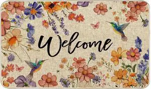 Wildflower Welcome Doormat 17"x29", Flower Spring Door Mat Indoor Entrance, Indoor Front Door mat, Non Slip Outdoor Entrance Mats, Low Profile Design Patio Porch Entryway Mats Wildflower Welcome Doormat 17"x29", Flower Spring Door Mat Indoor Entrance, Indoor Front Door mat, Non Slip Outdoor Entrance Mats, Low Profile Design Patio Porch Entryway Mats