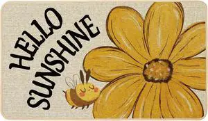 Baccessor Spring Summer Doormat 17x29 inch, Daisy Sunflower Bee Welcome Door Mat Rug for Floor Non Slip Rubber Backing Seasonal Holiday Decor for Indoor Outdoor Baccessor Spring Summer Doormat 17x29 inch, Daisy Sunflower Bee Welcome Door Mat Rug for Floor Non Slip Rubber Backing Seasonal Holiday Decor for Indoor Outdoor