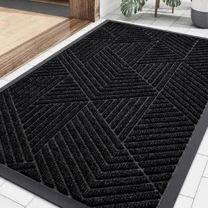Smiry Front Door Mat Outside Entrance, Low Profile Rubber Doormat, 29.5x17 | Irregular Triangle, Black, Sturdy Heavy Duty Mat Trap Dirt and Moisture, Easy Clean for Indoor Outdoor Entry Smiry Front Door Mat Outside Entrance, Low Profile Rubber Doormat, 29.5x17 | Irregular Triangle, Black, Sturdy Heavy Duty Mat Trap Dirt and Moisture, Easy Clean for Indoor Outdoor Entry