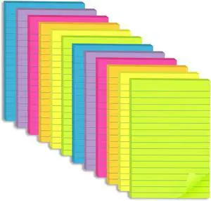 (12 Pack) Lined Sticky Notes 4x6 in,Bright Large Notepads with Lines | Ruled Stickies Super Sticking Power,Office School Memo Note Pads,Post on Windows Doors,Recyclable,Easy to Write on (12 Pack) Lined Sticky Notes 4x6 in,Bright Large Notepads with Lines | Ruled Stickies Super Sticking Power,Office School Memo Note Pads,Post on Windows Doors,Recyclable,Easy to Write on