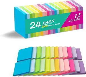 (24 Pads) Sticky Notes 3x3 Inches,Bright Colors Self-Stick Pads | Easy to Post for Home, Office, Notebook (24 Pads) Sticky Notes 3x3 Inches,Bright Colors Self-Stick Pads | Easy to Post for Home, Office, Notebook