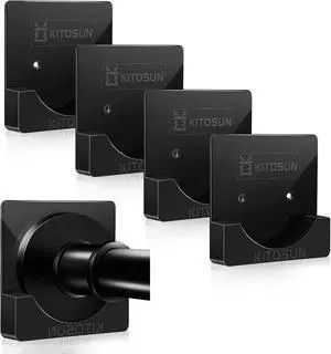 Adhesive Shower Curtain Rod Holder - Tension Curtain Rod Retainer for Wall with 3/5" Deep Support Bracket Include Strong Tape for No Drilling Quick Stick and Screws for Permanent Mount (Gloss Black) Adhesive Shower Curtain Rod Holder - Tension Curtain Rod Retainer for Wall with 3/5" Deep Support Bracket Include Strong Tape for No Drilling Quick Stick and Screws for Permanent Mount (Gloss Black)