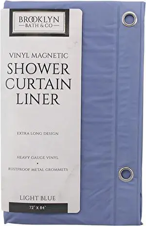 Dependable Industries inc. Essentials Extra Long Magnetic Bottom Shower Curtain Liner with 84 inches Height x 72 Inch with Metal Grommets (Light Blue) Dependable Industries inc. Essentials Extra Long Magnetic Bottom Shower Curtain Liner with 84 inches Height x 72 Inch with Metal Grommets (Light Blue)