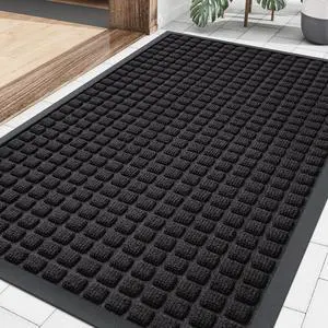 Smiry Front Door Mat Outside Entrance, Natural Rubber Doormat, 29.5x17 Inch | Black, Non Slip, Trap Dirt and Moisture, Easy Clean, Low Profile Welcome Floor Mats for Indoor Outdoor Entry Smiry Front Door Mat Outside Entrance, Natural Rubber Doormat, 29.5x17 Inch | Black, Non Slip, Trap Dirt and Moisture, Easy Clean, Low Profile Welcome Floor Mats for Indoor Outdoor Entry