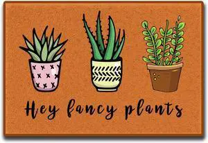 Accssoey Funny Door Mat, Hey Fancy Plants Spring Entrance Way Non Slip Backing Funny Doormat Indoor Outdoor Rug 16" W x 24" L Accssoey Funny Door Mat, Hey Fancy Plants Spring Entrance Way Non Slip Backing Funny Doormat Indoor Outdoor Rug 16" W x 24" L