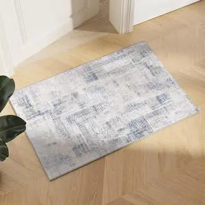 Eleisa Modern Abstract 2x3 Entryway Rug, Grey & Light Blue, Non-Slip Washable Indoor Door Mat, Low Pile Small Rugs for Entryway, Bedroom, Kitchen and Bathroom Eleisa Modern Abstract 2x3 Entryway Rug, Grey & Light Blue, Non-Slip Washable Indoor Door Mat, Low Pile Small Rugs for Entryway, Bedroom, Kitchen and Bathroom