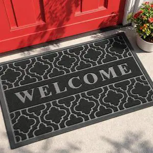 Yimobra Welcome Door Mat, 29.5 x 17 in, Black | Raised Embossed Welcome Design,Traps Dirt & Moisture,Non-Slip Rubber Backing,Low Profile for Front Doors,Indoor Outdoor Use Yimobra Welcome Door Mat, 29.5 x 17 in, Black | Raised Embossed Welcome Design,Traps Dirt & Moisture,Non-Slip Rubber Backing,Low Profile for Front Doors,Indoor Outdoor Use