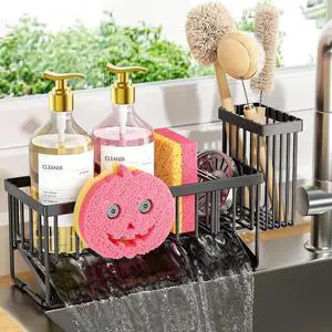 Cisily Sponge Holder for Kitchen Sink, Smiley Face Sink Caddy with Removable Brush Holder,Self-Draining Sponge Caddy for Sponge,Soap,Dish Brush,Scrubber,Kitchen Essentials and Gadgets Cisily Sponge Holder for Kitchen Sink, Smiley Face Sink Caddy with Removable Brush Holder,Self-Draining Sponge Caddy for Sponge,Soap,Dish Brush,Scrubber,Kitchen Essentials and Gadgets