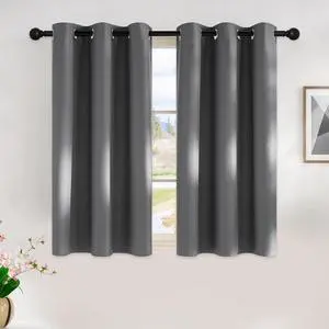 NICETOWN Grey Kitchen Blackout Short Curtain Panels for Bedroom, 45 Inch Long Thermal Insulated Grommet Top Blackout Draperies and Drapes (2 Panels, W42 x L45 -Inch, Grey) NICETOWN Grey Kitchen Blackout Short Curtain Panels for Bedroom, 45 Inch Long Thermal Insulated Grommet Top Blackout Draperies and Drapes (2 Panels, W42 x L45 -Inch, Grey)